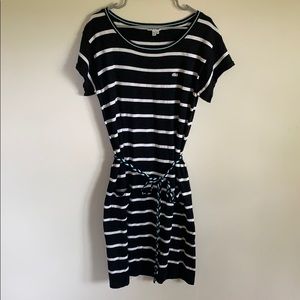 Lacoste striped dress with pockets and tie waist